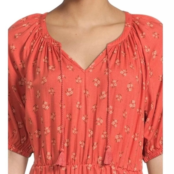 Beachlunchlounge Floral Peasant Boho A-Line Dress w/ tassel ties SIZE XXL - Picture 2 of 8